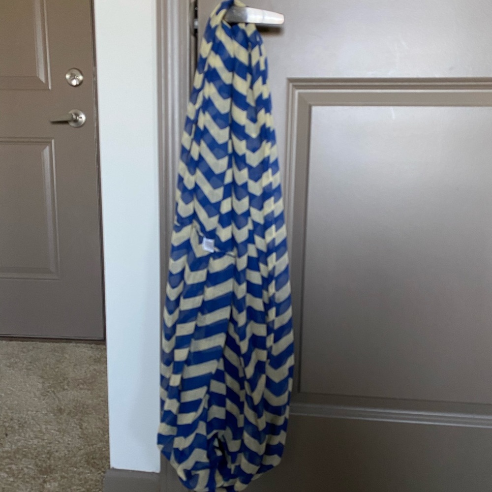 Blue and yellow chevron infinity scarf